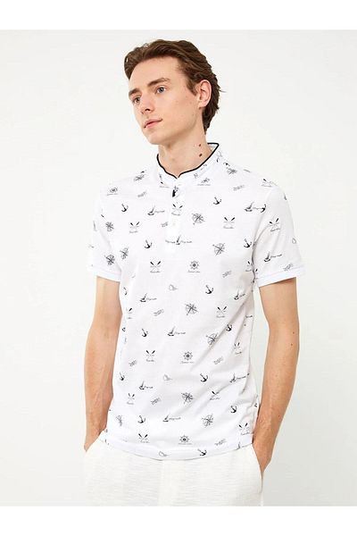 LC Waikiki Ανδρικό κοντομάνικο μπλουζάκι Lcw Casual - με στάμπα γιακά