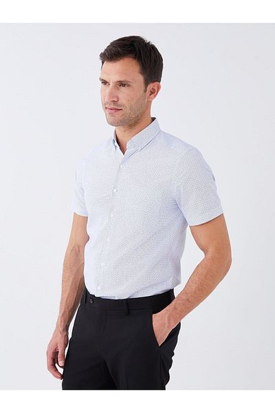 LC Waikiki LCWAIKIKI - Ανδρικό πουκάμισο Formal Slim Fit με στάμπα, κοντό μανίκι