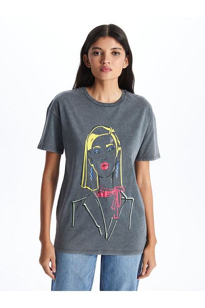 LC Waikiki Women's - Crew Neck Printed Short Sleeve T-Shirt
