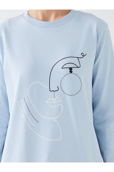 LC Waikiki LCWAIKIKI Classic Bisiklet Yaka Baskılı Uzun Kollu Kadın Tunik