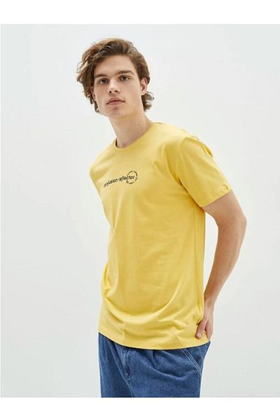 LC Waikiki Ανδρικό μπλουζάκι Lcw Casual Crew με λαιμόκοψη κοντό μανίκι με στάμπα χτενισμένο βαμβακερό ανδρικό μπλουζάκι