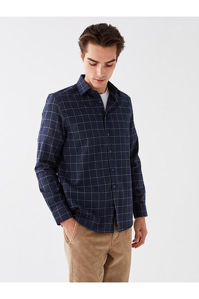LC Waikiki SOUTHBLUE Regular Fit Long Sleeve Plaid Men's Shirt