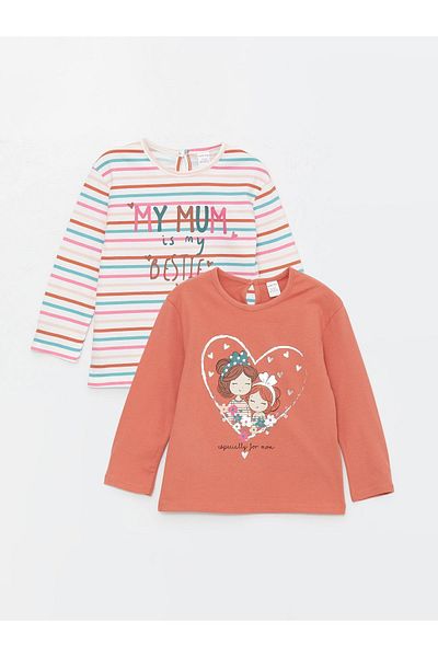 LC Waikiki Crew Neck Long Sleeve Baby Girl T-Shirt, Pack of 2