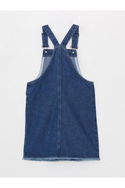LC Waikiki LCW Kids Kare Yaka Kız Çocuk Jean Salopet Elbise