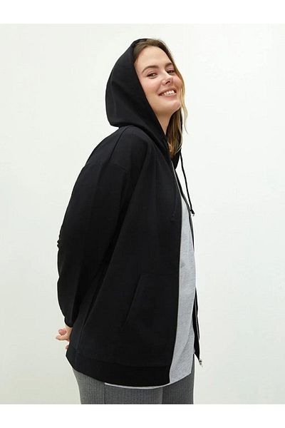 LC Waikiki Cardigan sport pentru femei, cu glugă, cu mânecă lungă, de dimensiuni mari