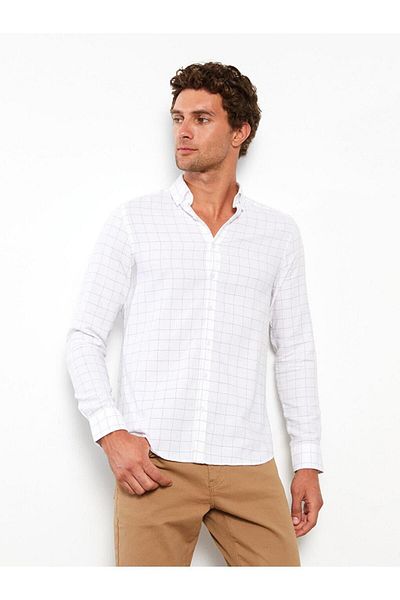 LC Waikiki LCWAIKIKI Classic Slim Fit μακρυμάνικο καρό ανδρικό πουκάμισο Dobby