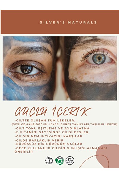 Silver's Naturals Leke Karşıtı Cilt Tonu Eşitleyici E Vitaminli-50ml(SİVİLCE,DOĞUM,YAŞLILIK LEKESİ,GÜNEŞ YANIKLARI)