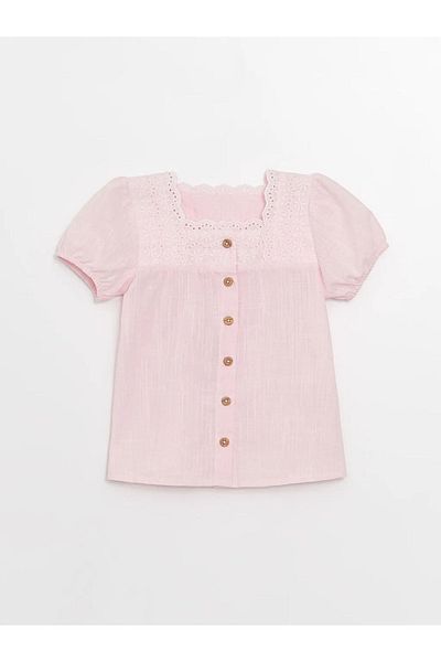 LC Waikiki Lcw Baby Short Sleeve Square Collar Baby Girl Shirt