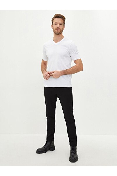 LC Waikiki Ανδρικό χτενισμένο βαμβακερό μπλουζάκι LCWAIKIKI Basic με λαιμόκοψη V