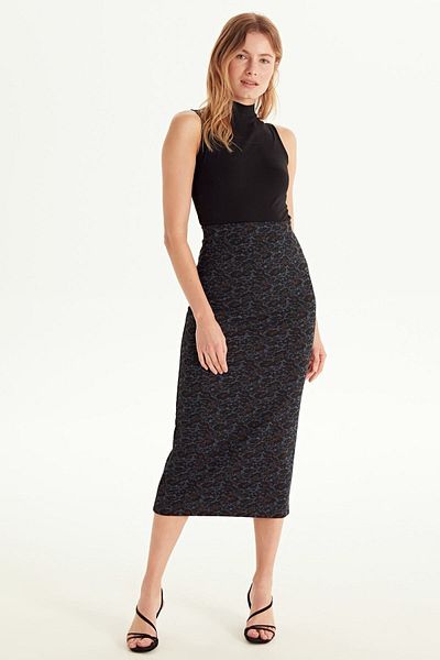 LC Waikiki Women's Navy Blue Jacquard Skirt 9WL030Z8