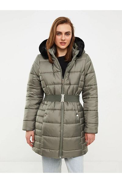 LC Waikiki Klasická dámská bunda s rovným dlouhým rukávem a kapucí