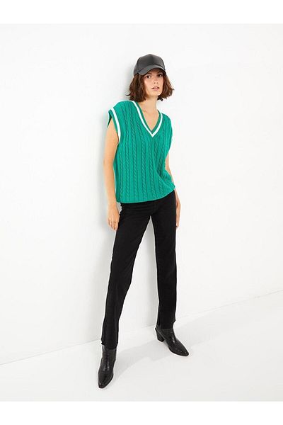 LC Waikiki XSIDE V-Neck Self Patterned Women's Knitwear Sweater