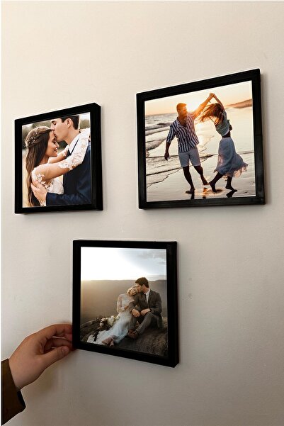 Verda Çerçeve 20x20 Cm Full Photo 3 Pieces Square Frames - Adhesive, 17.5x17.5 Cm Photo