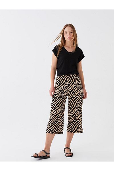 LC Waikiki LCWAIKIKI Basic Elastic Waist Standard Fit Γυναικείο Κάπρι με στάμπα