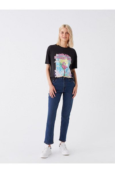 LC Waikiki LCW Jeans Pantaloni de damă, cu talie înaltă, în formă dreaptă