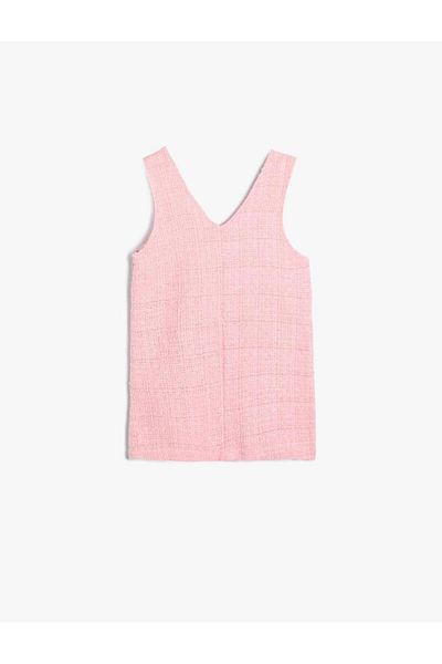 Koton Baby Girl Tweed φόρεμα με τσέπη και λεπτομέρεια φιόγκου
