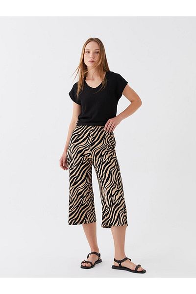 LC Waikiki LCWAIKIKI Basic Elastic Waist Standard Fit Γυναικείο Κάπρι με στάμπα