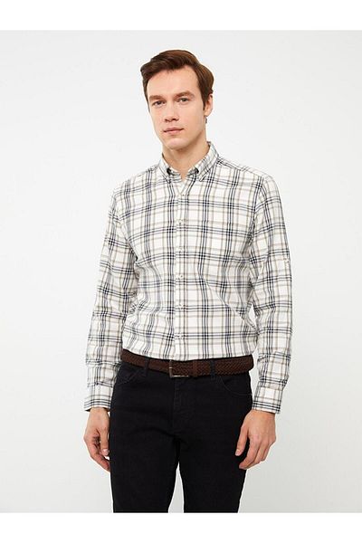 LC Waikiki LCWAIKIKI Classic κανονική εφαρμογή μακρυμάνικο καρό ανδρικό πουκάμισο Dobby