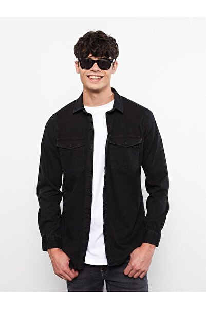 LC Waikiki LCW Jeans Regular Fit Uzun Kollu Erkek Jean Gömlek