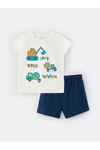 LC Waikiki Lcw Baby Crew Neck Short Sleeve Printed Baby Boy Pajama Set (S3)