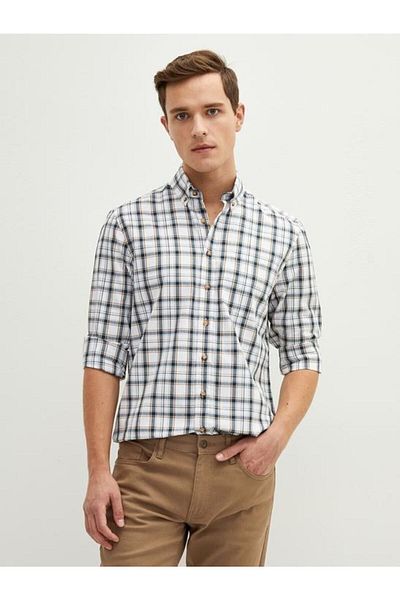LC Waikiki Ανδρικό καρό μακρυμάνικο πουκάμισο Lcw Classic Regular Fit