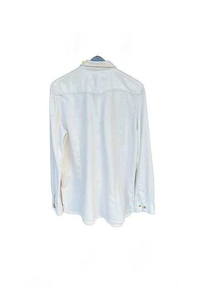 LC Waikiki Светлосиня риза с дълъг ръкав Shacket Bleach Rodeo