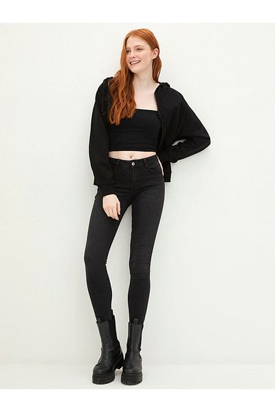 LC Waikiki LCW Jeans Pantaloni de damă Rodeo Jeans, cu talie obișnuită, cu buzunare, cu detaliu