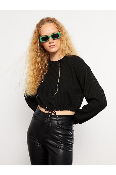 LC Waikiki Hanorac de damă cu mânecă lungă și cu model cu gât crew XSIDE