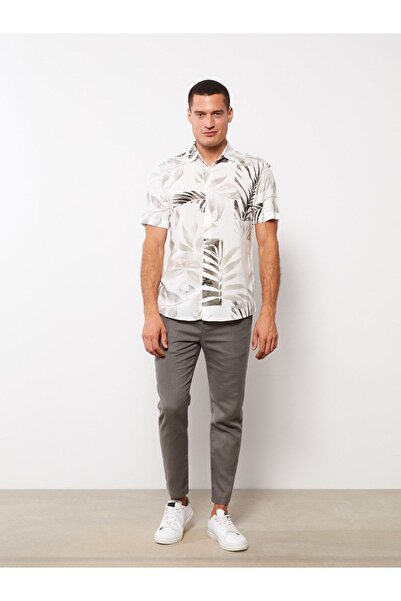 LC Waikiki Ανδρικό πουκάμισο βισκόζης με κοντό μανίκι με άνετη εφαρμογή