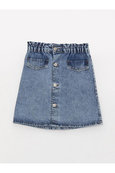 LC Waikiki LCW Kids Girl's Jeans Skirt with Elastic Waist