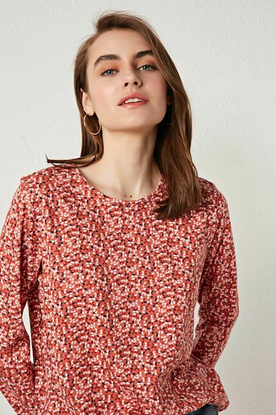 LC Waikiki Women's Orange Printed T-Shirt