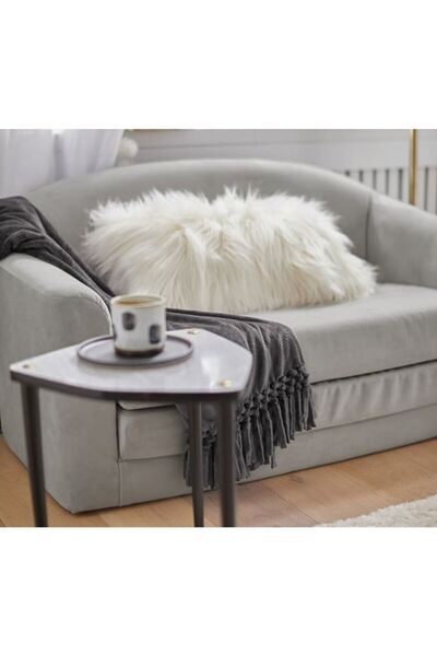 sevaradekor Husă de pernă de pluș, pătrată, lungă, alb murdar