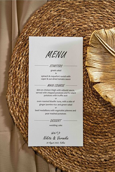 Renna Menü Kartı 20 Li Kişiye Özel