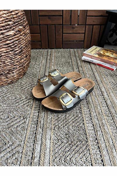 Behtah Kundura New Season Women's Slippers - Wide, Double Buckle, Lightweight and Stylish Casual Guest Home