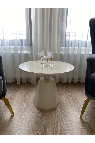 Gold Design Pera Orta Sehpa. Birinci Sınıf Ahşap Mdf Krem Renk Üst Tabla 60cm...