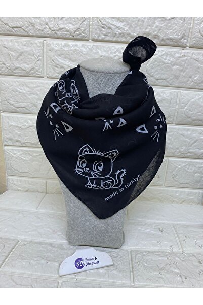 sema aksesuar Unisex Βαμβακερό κασκόλ με σχέδιο γάτας - Μπαντάνα - Βραχιόλι