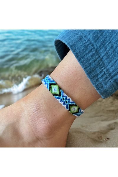 Bidüğüm Bohemian Unisex Dream - Adjustable Anklet Handmade, 100% Colorfast Thread, Handmade