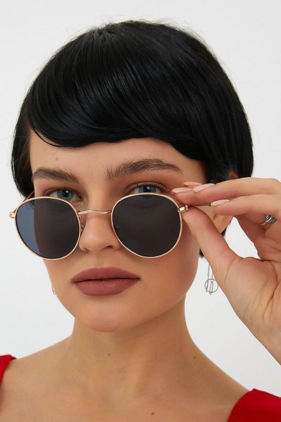 ModaLand Round Oval Black Sunglasses