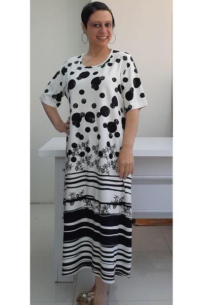 Mertcan Butik Φόρεμα με κοντό μανίκι από ατσάλι με λευκό και μαύρο λουλούδι