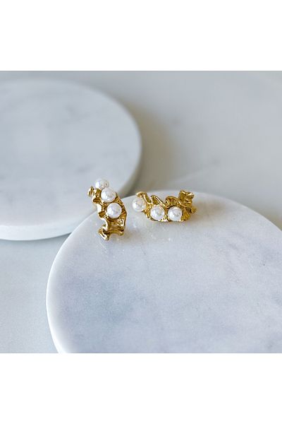 CHARMLUCKY Steel Pearl Earrings