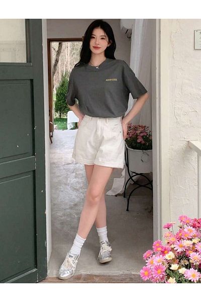 FAVORİST Βαμβακερό μπλουζάκι Oversize - GOOD LUCK Printed