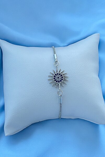 TAKIPORT Blue Zircon Stone Adjustable Sun Detail Women's Bracelet