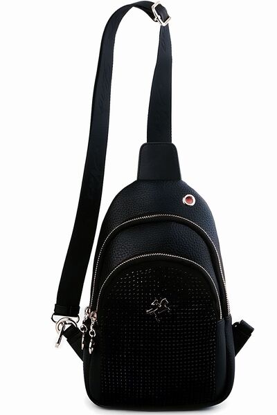 Nas Bag Yeni Sezon Kadın Çapraz Body Bag Çanta Taşlı Siyah
