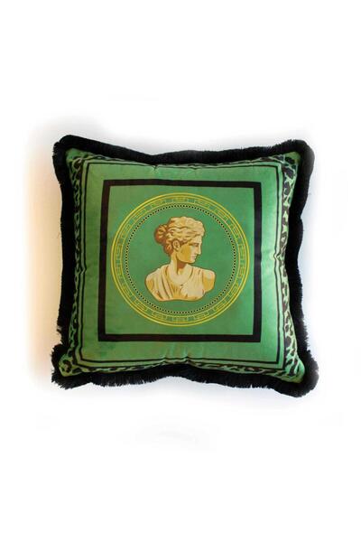 Adawall وسادة مخملية خضراء - تفاصيل تمثال نصفي، ألياف خرزية مملوءة، وطنية.شها...