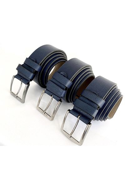 Carlino 3 Pieces Men's Dark Blue Belt Suitable for Jeans and Fabric