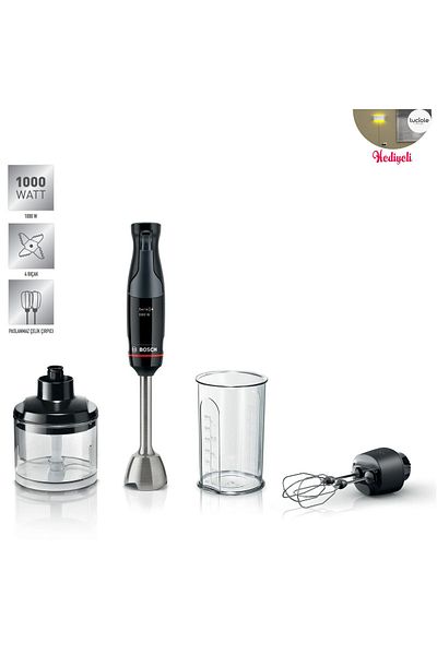 Bosch خلاط يدوي من الفولاذ المقاوم للصدأ سلسلة 4 - شفرة رباعية، 1000 واط، أسود/أنثراسايت