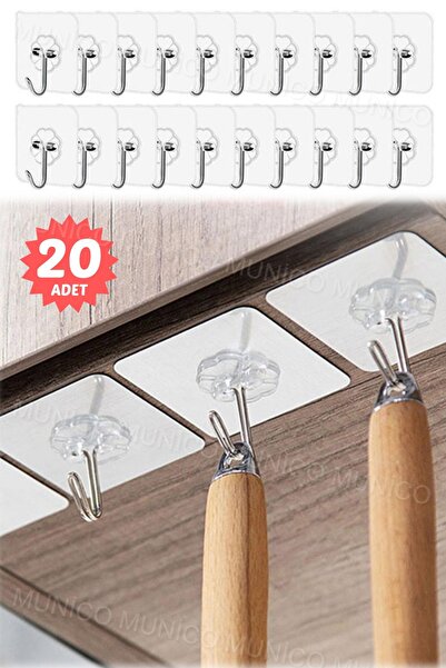 20Pcs Multi Purpose Adhesive Hook Hanger Chrome Strong Adhesive Hooks For Bathroom Kitchen Towel Room