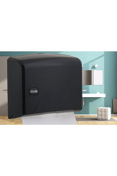 Şeker Portakalım Vialli K1b Bathroom Kitchen Sink Practical Z-Fold Paper Towel Dispenser Capacity 200 Paper Black