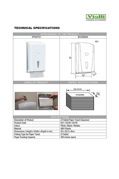 Şeker Portakalım Vialli K21m Z Layer Practical Bathroom Kitchen Paper Towel Dispenser 400 Pieces Gray