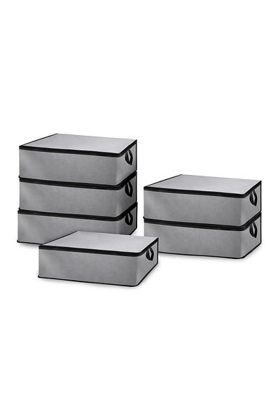 İNKOHA 6-Piece under Base Storage Set – 66X45X21 cm – Large Size, Zippered, Dustproof, Gray Storage Bag